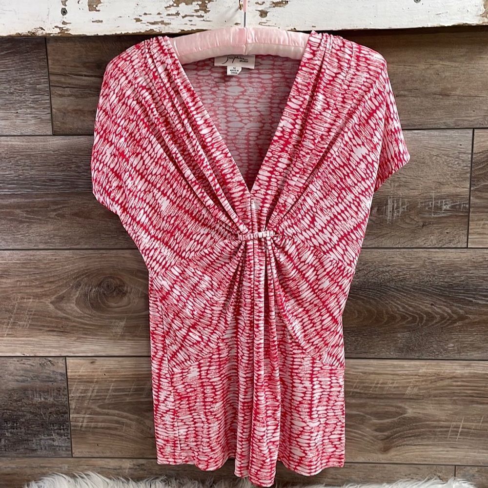 Josephine Studio Ladies Blouse, Size Petite Medium, Red and White